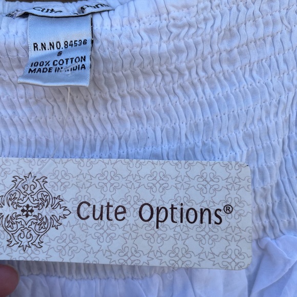 NWT Cute Options, boho style maxi skirt, tassle details. White/blue, size small - Picture 5 of 7